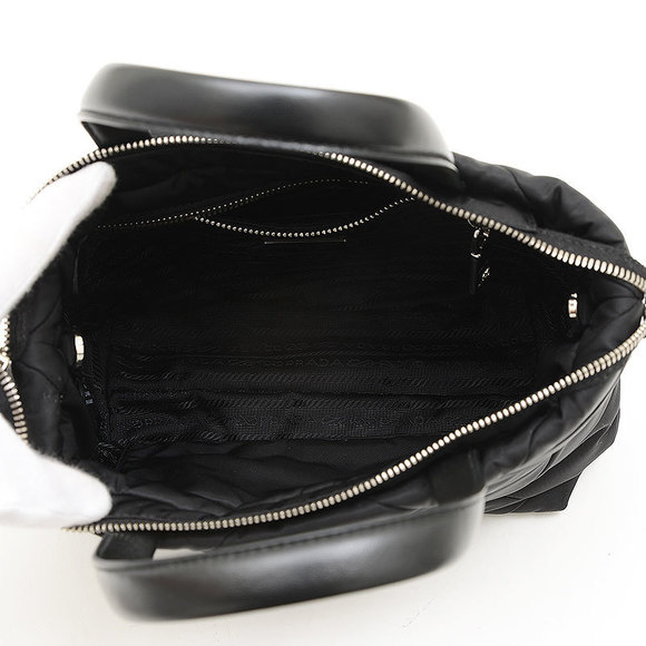 Prada Padded Re Nylon Tote Bag Nylon Leather Black - Picture 4 of 7